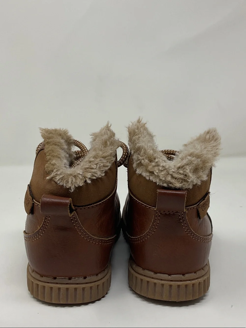 OshKosh B'gosh Brown Faux-Fur Lace-Up Kids Boots size 8